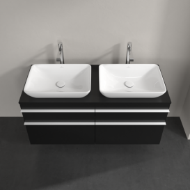 Тумба под раковину Villeroy & Boch Venticello 125,7х50,2 см МДФ черный матовый лак/ручка алюминий белый A94402PD