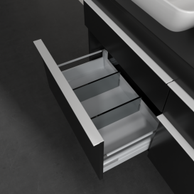 Тумба под раковину Villeroy & Boch Venticello 125,7х50,2 см МДФ черный матовый лак/ручка алюминий белый A94402PD