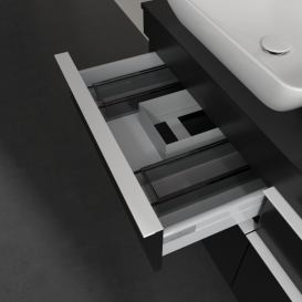 Тумба под раковину Villeroy & Boch Venticello 125,7х50,2 см МДФ черный матовый лак/ручка алюминий белый A94402PD