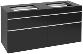 Тумба под раковину Villeroy & Boch Venticello 125,7х50,2 см МДФ черный матовый лак/ручка алюминий белый A94402PD