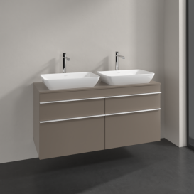 Тумба под раковину Villeroy & Boch Venticello 125,7х50,2 см ДСП трюфель серый/ручка алюминий белый A94402VG