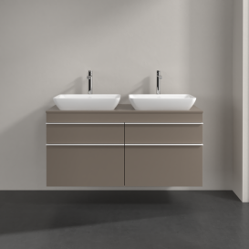 Тумба под раковину Villeroy & Boch Venticello 125,7х50,2 см ДСП трюфель серый/ручка алюминий белый A94402VG