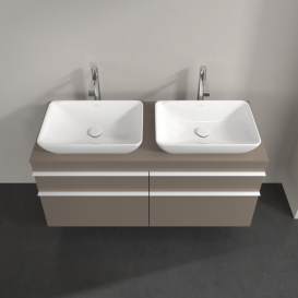 Тумба под раковину Villeroy & Boch Venticello 125,7х50,2 см ДСП трюфель серый/ручка алюминий белый A94402VG