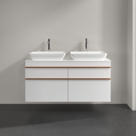 Тумба под раковину Villeroy & Boch Venticello 125,7х50,2 см МДФ глянцевый белый/ручка медь A94405DH