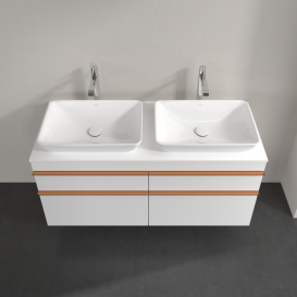 Тумба под раковину Villeroy & Boch Venticello 125,7х50,2 см МДФ глянцевый белый/ручка медь A94405DH