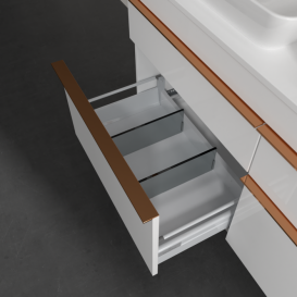 Тумба под раковину Villeroy & Boch Venticello 125,7х50,2 см МДФ глянцевый белый/ручка медь A94405DH