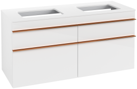 Тумба под раковину Villeroy & Boch Venticello 125,7х50,2 см МДФ глянцевый белый/ручка медь A94405DH