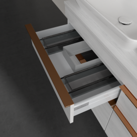 Тумба под раковину Villeroy & Boch Venticello 125,7х50,2 см ДСП/МДФ белое дерево/ручка медь A94405E8