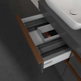 Тумба под раковину Villeroy & Boch Venticello 125,7х50,2 см МДФ глянцевый серый/ручка медь A94405FP