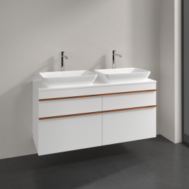 Тумба под раковину Villeroy & Boch Venticello 125,7х50,2 см ДСП/МДФ белый матовый/ручка медь A94405MS