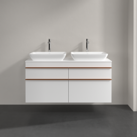 Тумба под раковину Villeroy & Boch Venticello 125,7х50,2 см ДСП/МДФ белый матовый/ручка медь A94405MS