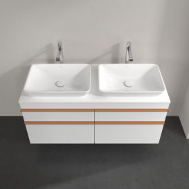 Тумба под раковину Villeroy & Boch Venticello 125,7х50,2 см ДСП/МДФ белый матовый/ручка медь A94405MS