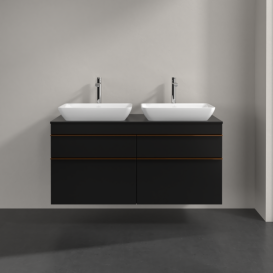 Тумба под раковину Villeroy & Boch Venticello 125,7х50,2 см МДФ черный матовый лак/ручка медь A94405PD