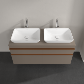 Тумба под раковину Villeroy & Boch Venticello 125,7х50,2 см ДСП трюфель серый/ручка медь A94405VG