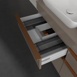 Тумба под раковину Villeroy & Boch Venticello 125,7х50,2 см ДСП трюфель серый/ручка медь A94405VG