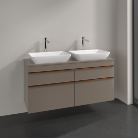 Тумба под раковину Villeroy & Boch Venticello 125,7х50,2 см ДСП трюфель серый/ручка медь A94405VG