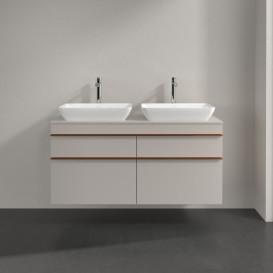 Тумба под раковину Villeroy & Boch Venticello 125,7х50,2 см ДСП мягкий серый/ручка медь A94405VK