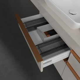 Тумба под раковину Villeroy & Boch Venticello 125,7х50,2 см ДСП мягкий серый/ручка медь A94405VK