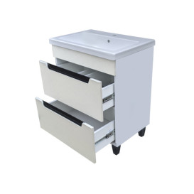 Тумба под раковину Vivia Poli Ш2 60х42 см комбинируется с раковинами Como 60/Cers 60 МДФ/ДСП сливочный браш А0051130