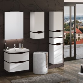 Тумба підвісити Sanwerk Alessa Air 60х44 см з раковиною Канті білий / венге MV0000696