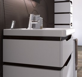 Тумба подвесая Sanwerk Alessa Air 70х44 см с раковиной Канте белый/венге MV0000603