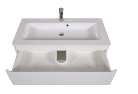 Тумба подвесная Аквародос Акцент 100 см с раковиной Альфа ДСП/МДФ белый глянец АР000040137