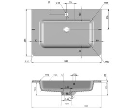 Тумба подвесная Аквародос Акцент 70 см с раковиной Альфа ДСП/МДФ белый глянец АР000040141