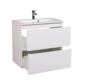 Тумба подвесная Аквародос Акцент 80 см с раковиной Альфа ДСП/МДФ белый глянец АР000040138