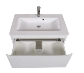 Тумба подвесная Аквародос Акцент 80 см с раковиной Альфа ДСП/МДФ белый глянец АР000040138