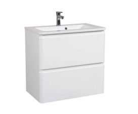 Тумба подвесная Аквародос Акцент 80 см с раковиной Альфа ДСП/МДФ белый глянец АР000040138