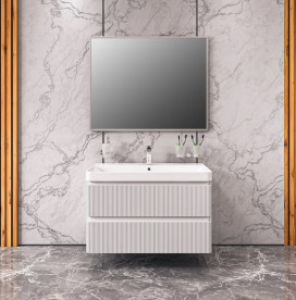 Тумба підвісна Аквародос Акцент Люкс 75 см з раковиною Bar МДФ білий матовий АР000081530