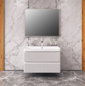 Тумба підвісна Аквародос Акцент Люкс 60 см з раковиною Deep МДФ білий матовий АР000112183