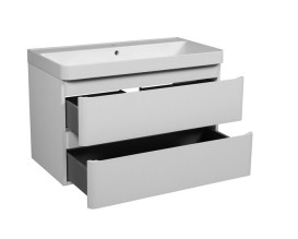 Тумба подвесная Аквародос Акцент Люкс 90 см с раковиной Deep МДФ белый матовый АР000072317