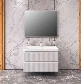 Тумба подвесная Аквародос Акцент Люкс 90 см с раковиной Deep МДФ белый матовый АР000072317