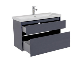Тумба підвісна Аквародос Еліт 100 см з раковиною Elite ДСП/МДФ графіт глянець АР000049079