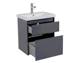 Тумба подвесная Аквародос Элит 60 см с раковиной Elite ДСП/МДФ графит глянец АР000049081