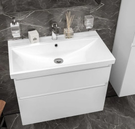 Тумба подвесная Аквародос Элит 80 см с раковиной Elite ДСП/МДФ белый мат АР000040374