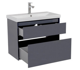 Тумба подвесная Аквародос Элит 80 см с раковиной Elite ДСП/МДФ графит глянец АР000049085
