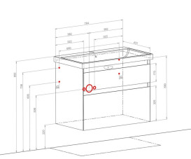 Тумба подвесная Аквародос Элит 80 см с раковиной Elite ДСП/МДФ графит глянец АР000049085