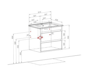 Тумба подвесная Аквародос Шельф 65 см с раковиной Arte ДСП нордленд АР000082699