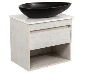 Тумба подвесная Аквародос Шельф 65 см со столешницей Loft-Iron и раковиной Olive ДСП нордленд АР000085192