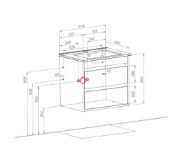 Тумба подвесная Аквародос Шельф 65 см со столешницей Loft-Iron и раковиной Olive ДСП нордленд АР000085193