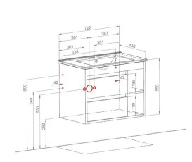 Тумба подвесная Аквародос Шельф 75 см с раковиной Arte ДСП нордленд АР000082701