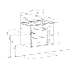 Тумба подвесная Аквародос Шельф 75 см со столешницей Loft-Iron и раковиной One ДСП нордленд АР000085184