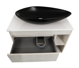 Тумба підвісна Аквародос Шельф 85 см зі стільницею Loft-Iron та раковиною Olive ДСП нордленд АР000085195