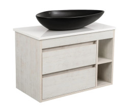 Тумба підвісна Аквародос Шельф 85 см зі стільницею Loft-Iron та раковиною Olive ДСП нордленд АР000085195