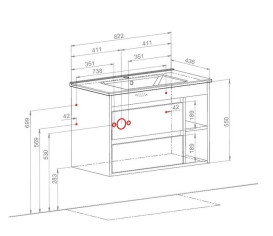 Тумба підвісна Аквародос Шельф 85 см зі стільницею Loft-Iron та раковиною One ДСП нордленд АР000085180