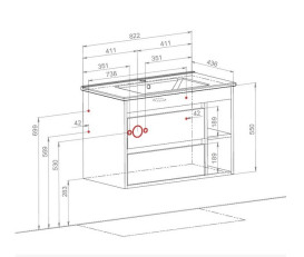 Тумба подвесная Аквародос Шельф 85 см со столешницей Loft-Iron и раковиной One ДСП нордленд АР000085190