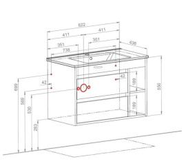 Тумба подвесная Аквародос Шельф 85 см со столешницей Loft-Iron и раковиной Zero ДСП нордленд АР000085175