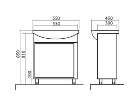 Тумба підлогова Аквародос Терра 55 см із раковиною Нова ДСП/МДФ білий АР000032723